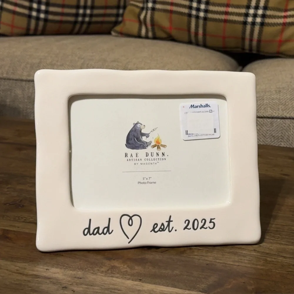 Sale NWT Rae Dunn Magenta White Ceramic Picture Photo Frame - Dad Est. 2025 5x7